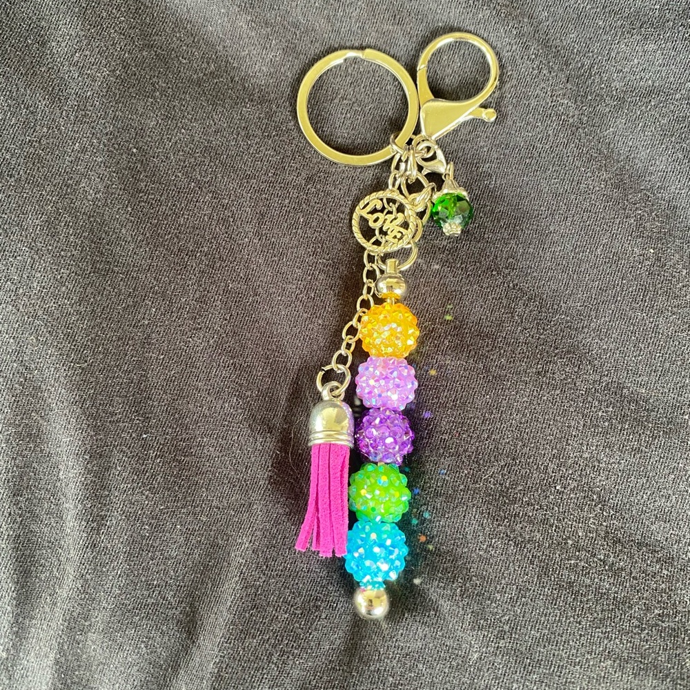 Colorful Beaded Keychain with Tassel